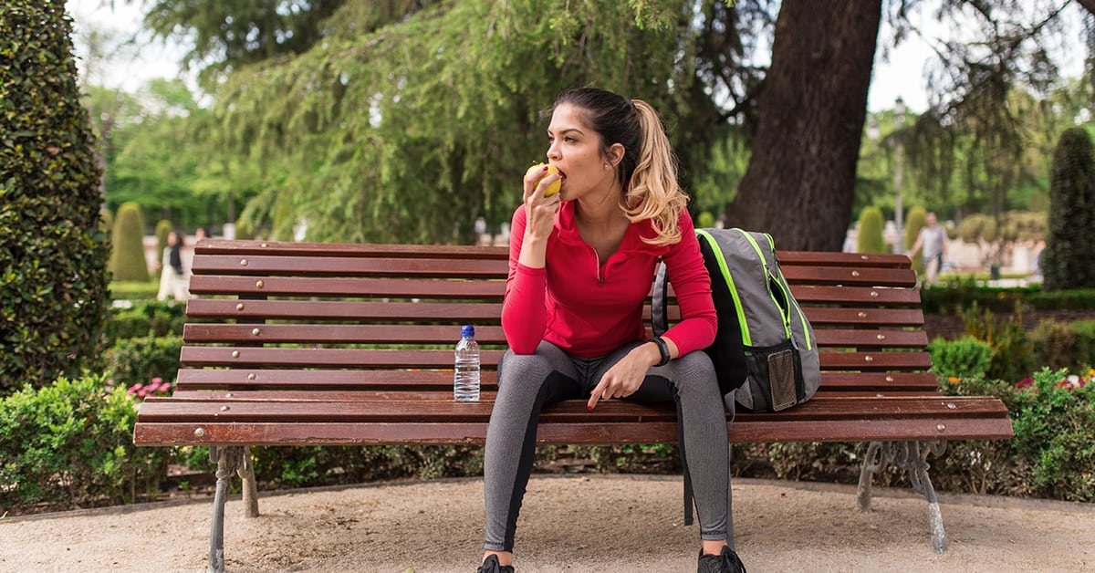 Woman eating after workout