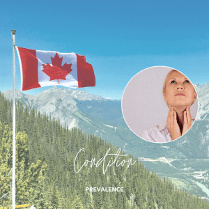 The Canadian flag waves proudly against a backdrop of majestic mountains, with an overlay suggesting a focus on health condition prevalence.