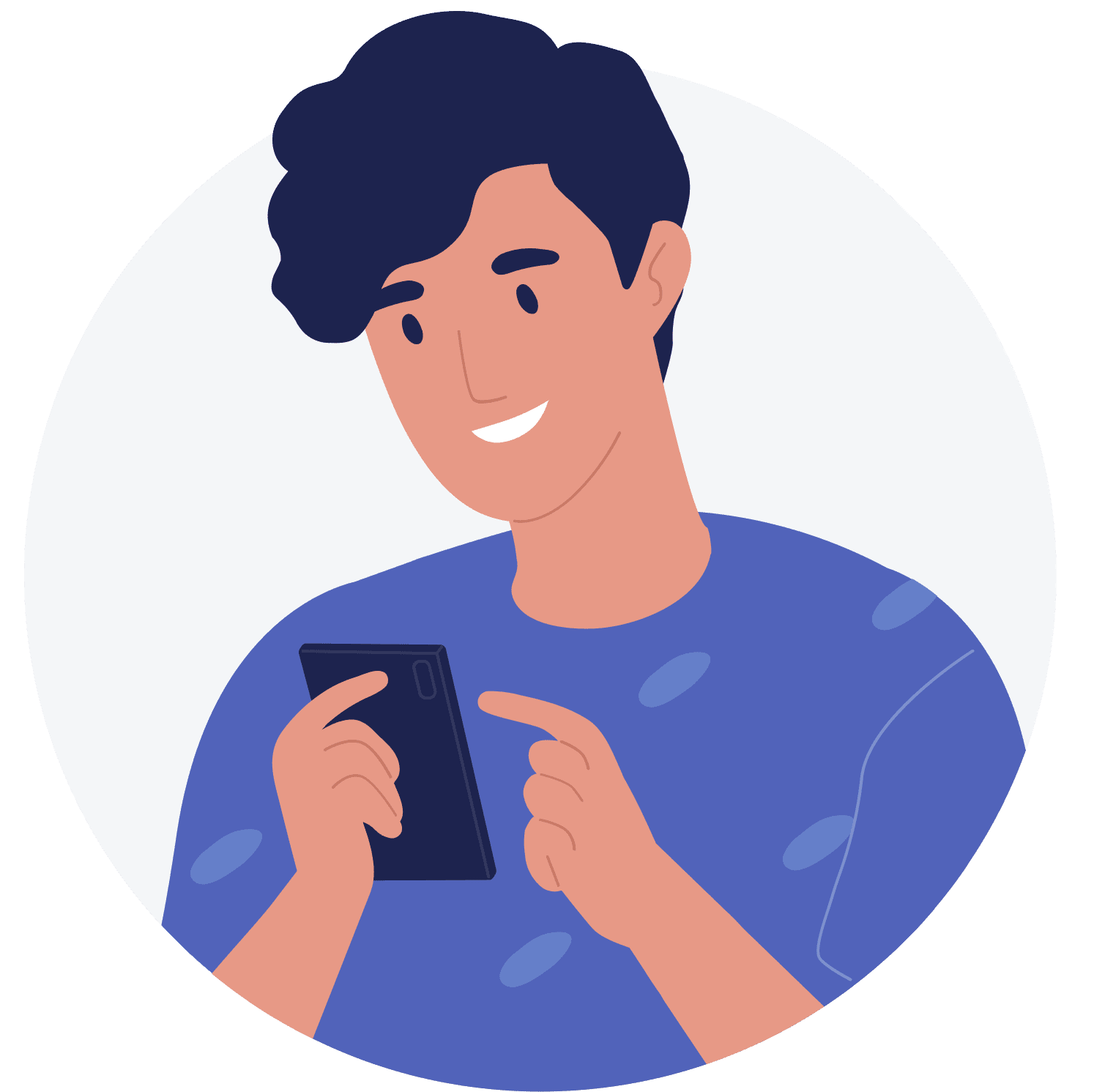 Illustration of a person with a smartfone